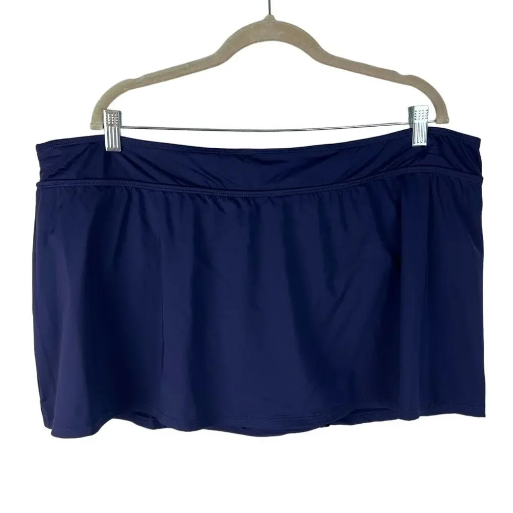 Anne Cole Womens Plus Size Classic Solid Swim Skirt Navy 22W